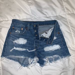 Levi’s 501 distressed denim shorts